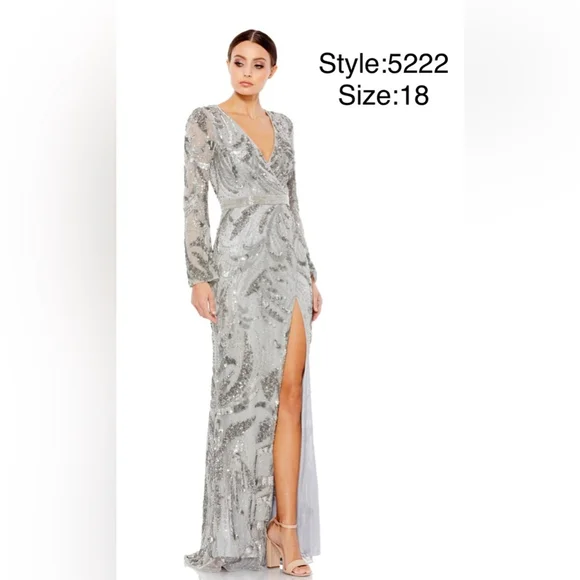 Sequin embellished v neckline evening gown - Picture 1 of 3